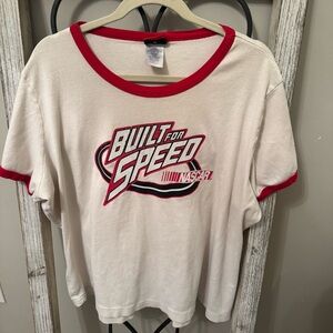 Jerry‎ Leigh NASCAR Built For Speed Women’s Ringer Tee Plus 22/24 Red White